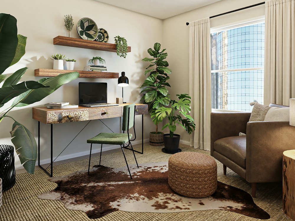 Rendered view of a calm living room